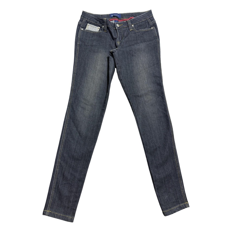 Rocawear Jeans‎ Womens 5 Blue Dark Wash Skinny Sequined R Logo Back Pockets